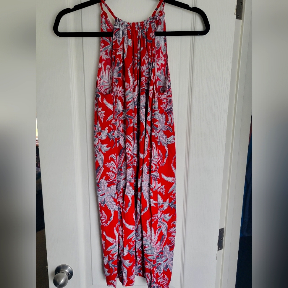 Loft Branded Halter Style Dress. Red & Black Size Xsp Excellent Condition